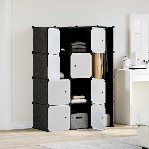 Modularer Kleiderschrank 9 Fächer Schwarz/Weiß