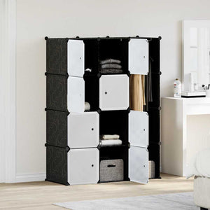 Modularer Schrank mit 9 Fächern 109x36,5x143cm Schwarz und Weiß