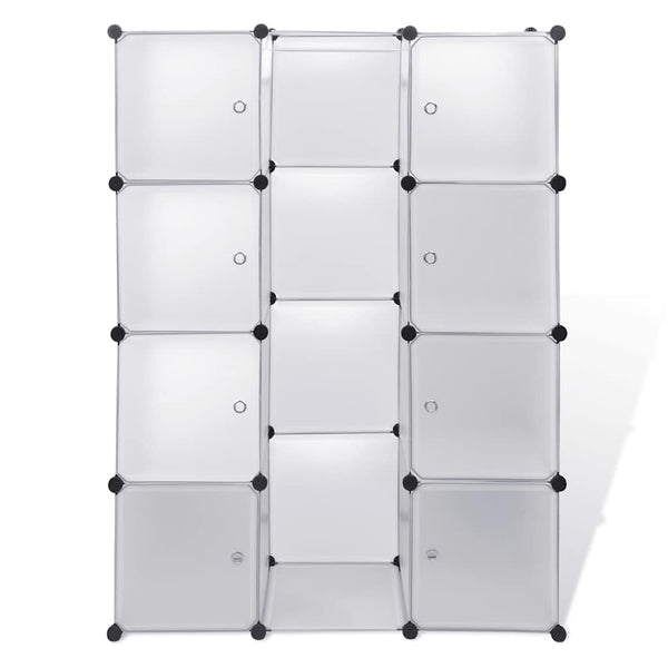 Modularer Schrank mit 9 Fächern 109x36,5x143 cm Weiß