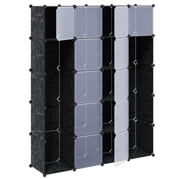 Modularer Schrank mit 14 Fächern schwarz/weiß 37x146x180,5cm