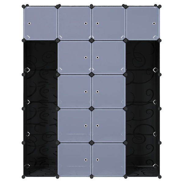 Modularer Schrank mit 14 Fächern schwarz/weiß 37x146x180,5cm