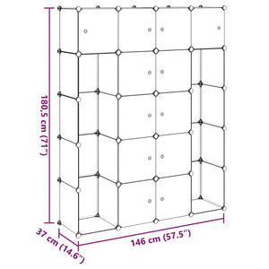 Modularer Schrank 14 Fächer Schwarz/Weiß