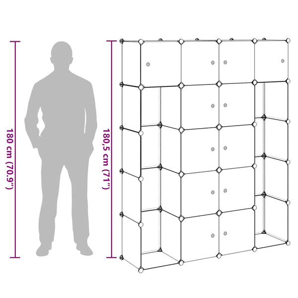 Modularer Schrank mit 14 Fächern schwarz/weiß 37x146x180,5cm