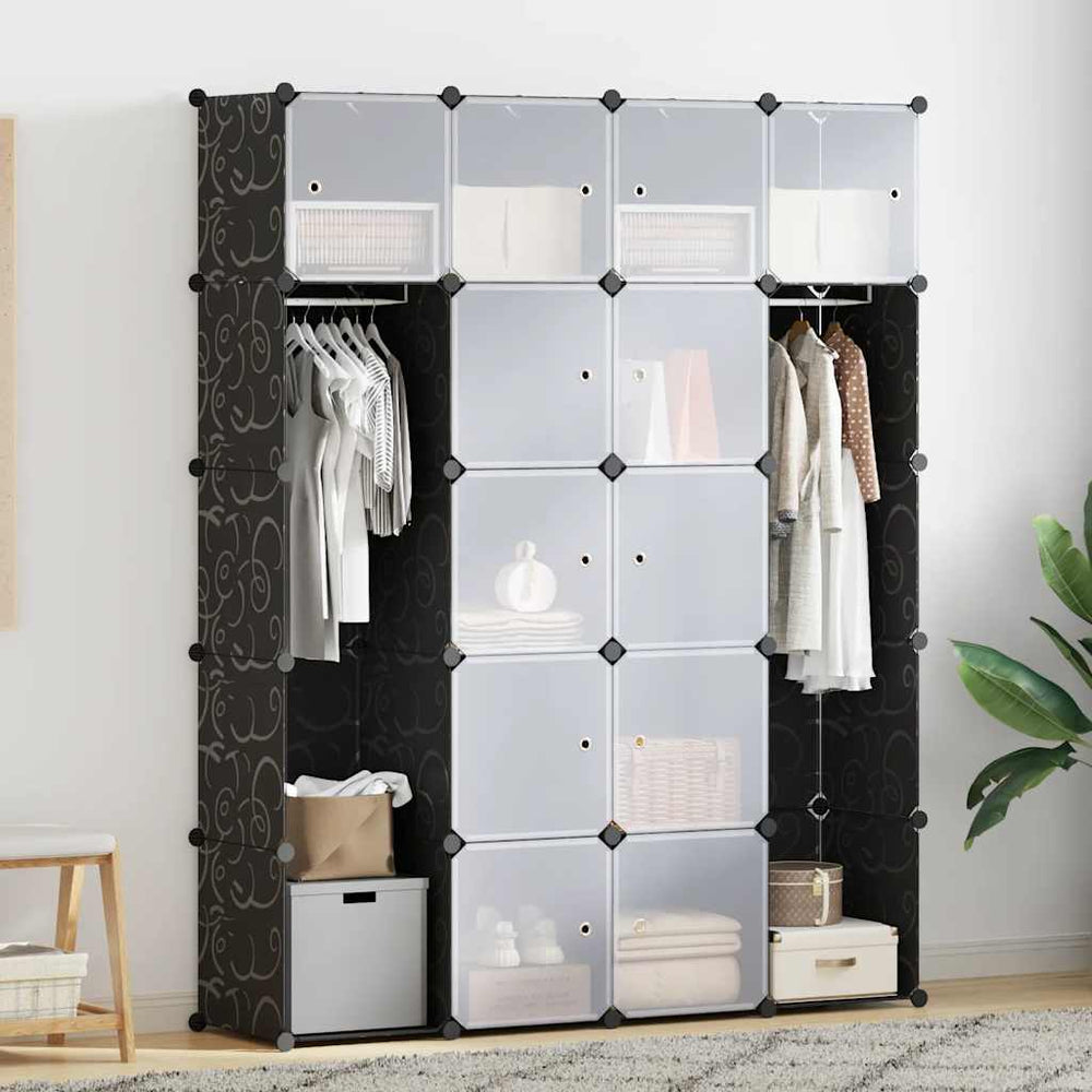 Modularer Schrank 14 Fächer Schwarz/Weiß