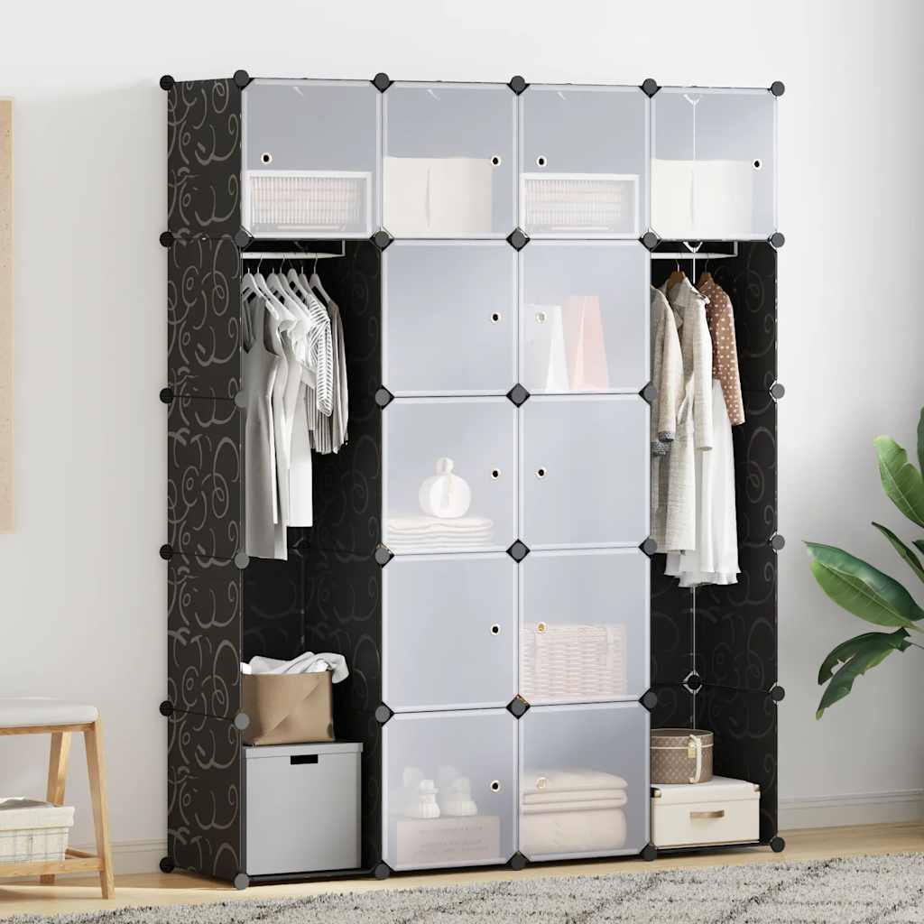 Modularer Schrank 14 Fächer Schwarz/Weiß
