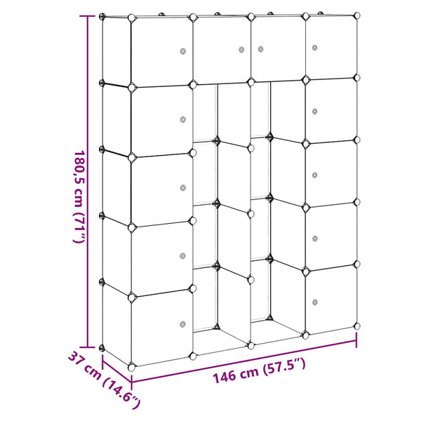 Modularer Schrank 14 Fächer Weiß