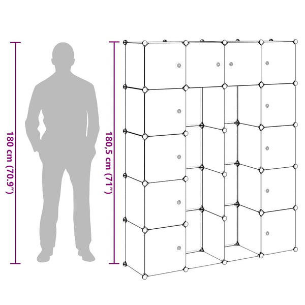 Modularer Schrank 14 Fächer Weiß