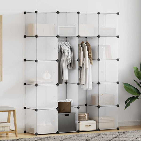 Modularer Schrank mit 14 Fächern Weiß 37x146x180,5 cm