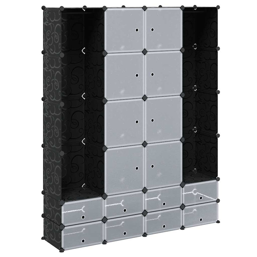 Modularer Kleiderschrank 18 Fächer Schwarz/Weiß