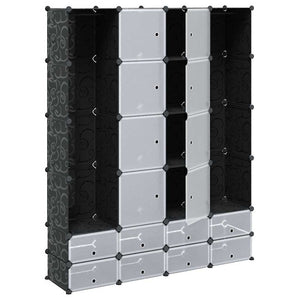 Modularer Kleiderschrank 18 Fächer Schwarz/Weiß