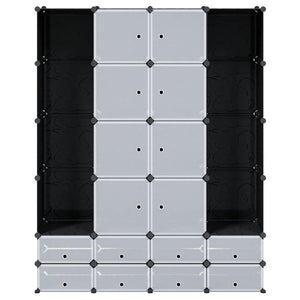 Modularer Schrank mit 18 Fächern schwarz/weiß 37x146x180,5cm
