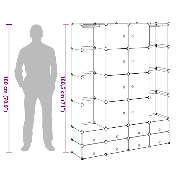 Modularer Kleiderschrank 18 Fächer Schwarz/Weiß