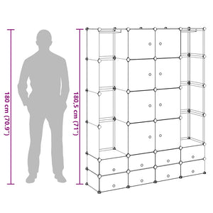 Modularer Schrank mit 18 Fächern schwarz/weiß 37x146x180,5cm