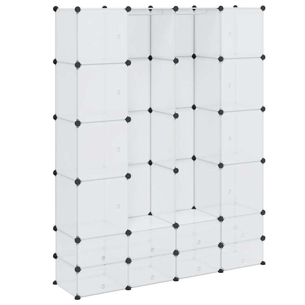 Modularer Schrank mit 18 Fächern Weiß 37x146x180,5 cm