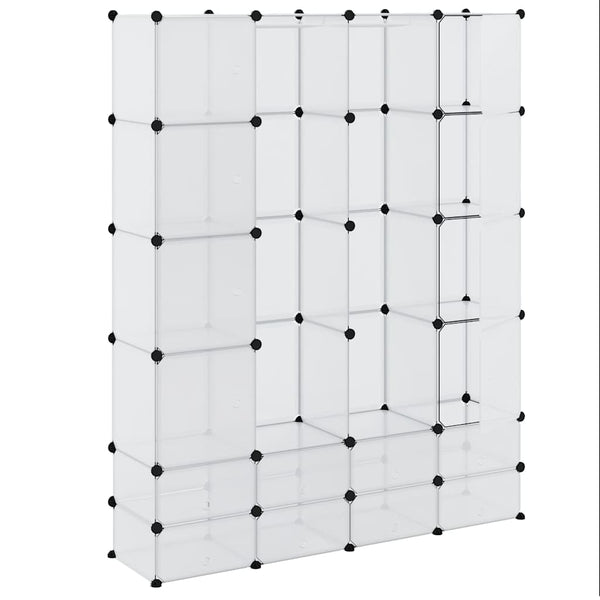 Modularer Schrank mit 18 Fächern Weiß 37x146x180,5 cm