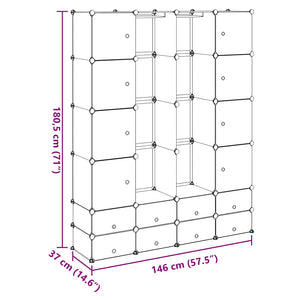 Modularer Schrank mit 18 Fächern Weiß 37x146x180,5 cm