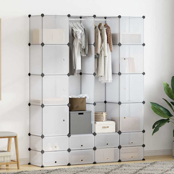 Modularer Schrank mit 18 Fächern Weiß 37x146x180,5 cm