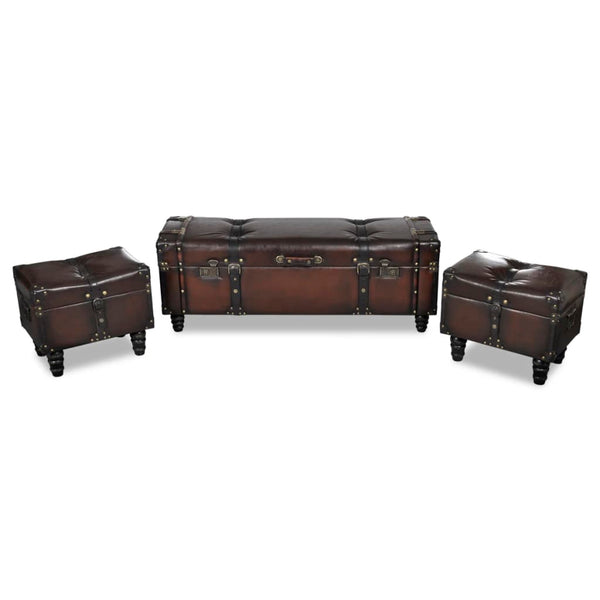 Braunes Sitztruhen Set, 3-teilig
