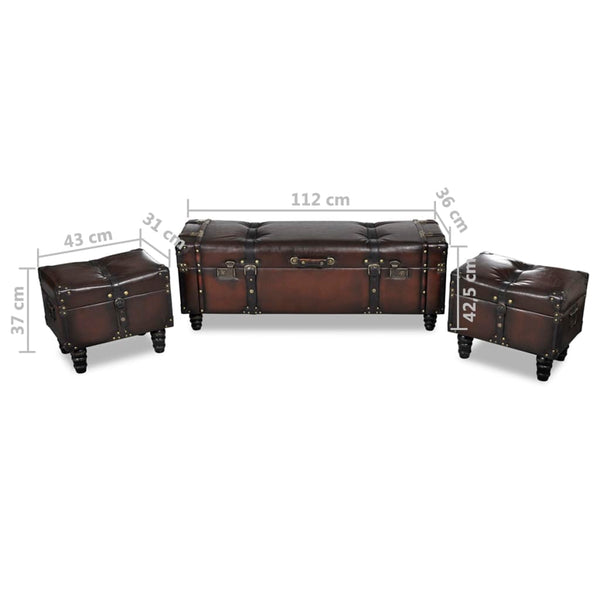 Braunes Sitztruhen Set, 3-teilig