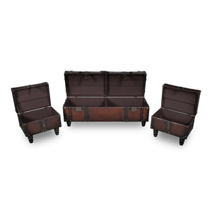 Braunes Sitztruhen Set, 3-teilig