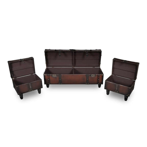 Braunes Sitztruhen Set, 3-teilig