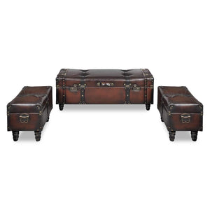 Braunes Sitztruhen Set, 3-teilig