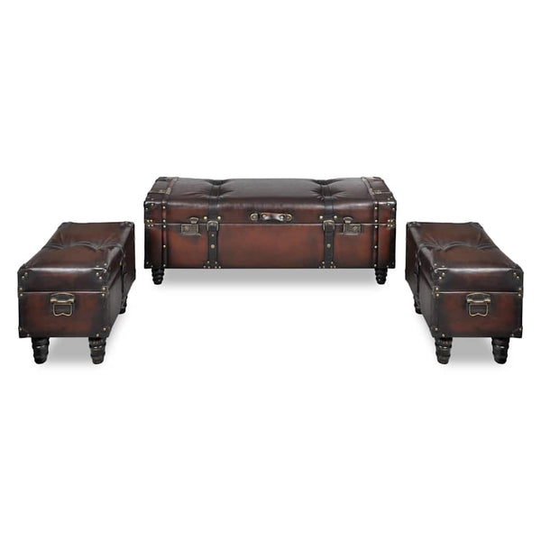 Braunes Sitztruhen Set, 3-teilig