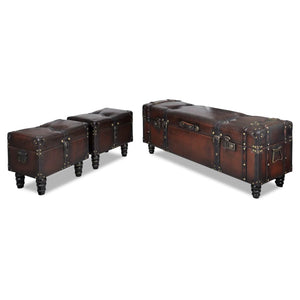 Braunes Sitztruhen Set, 3-teilig