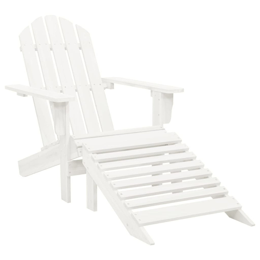 vidaXL Fauteuil de jardin avec repose-pieds en bois blanc