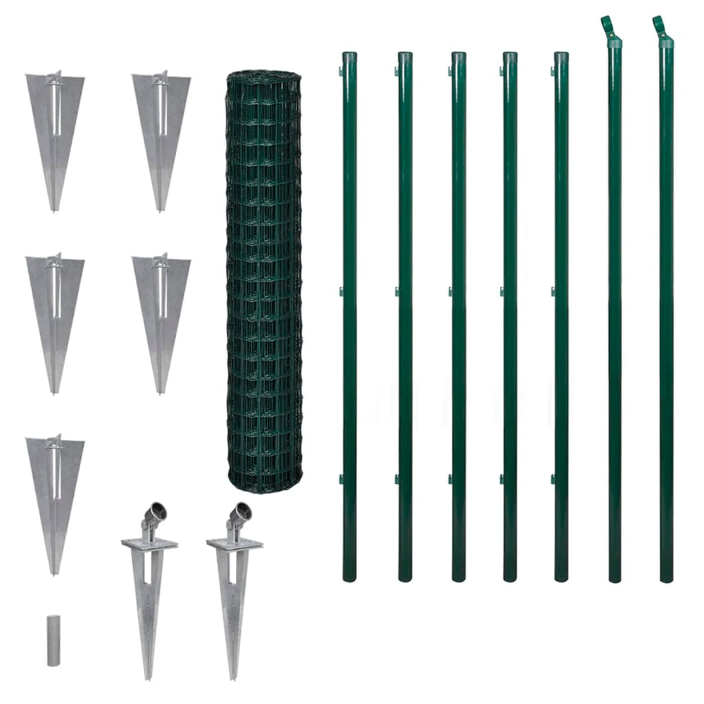 vidaXL Steel Wire Mesh Fence 10x1.5 m Green
