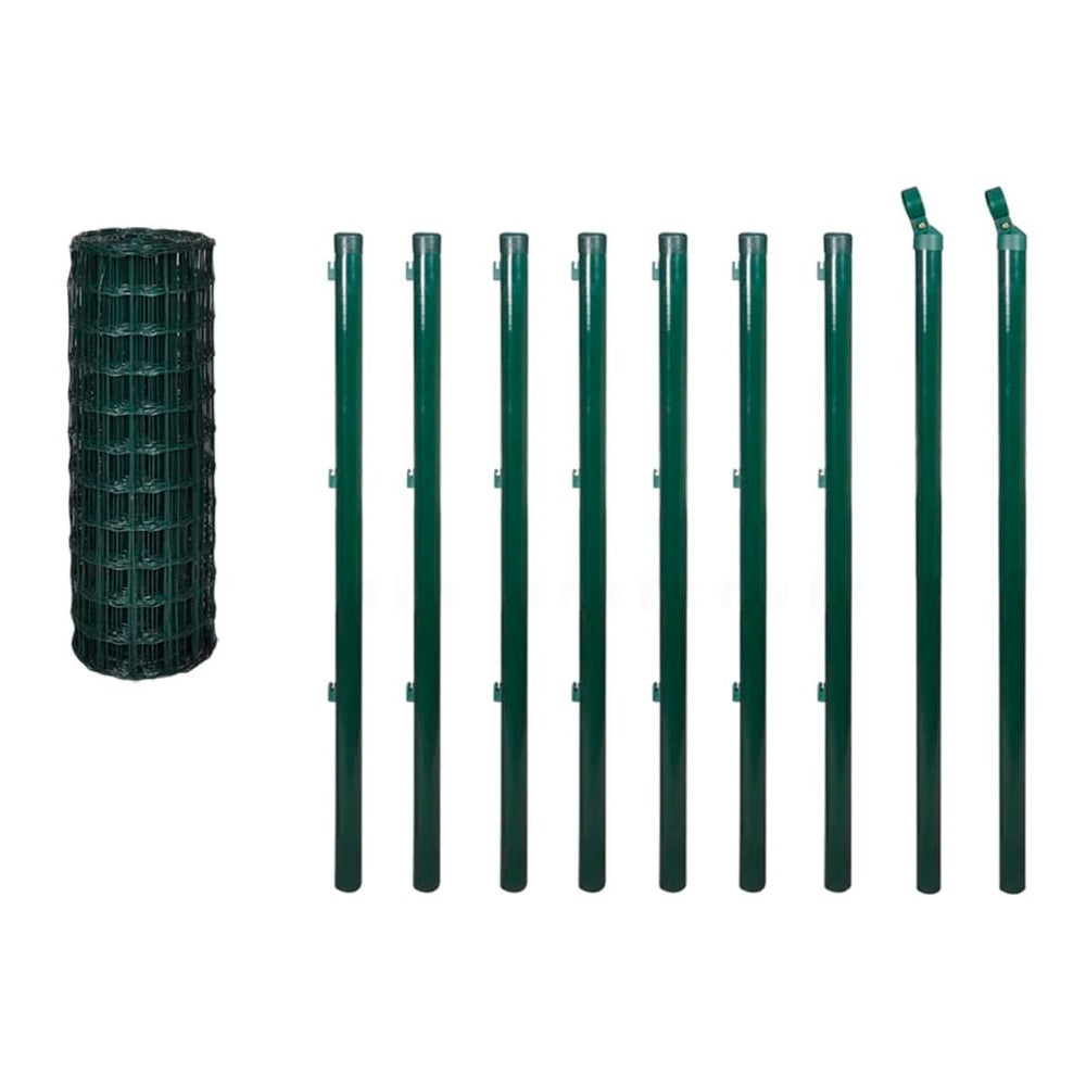 vidaXL Galvanized Steel Euro Fence 10x1.5 m Green