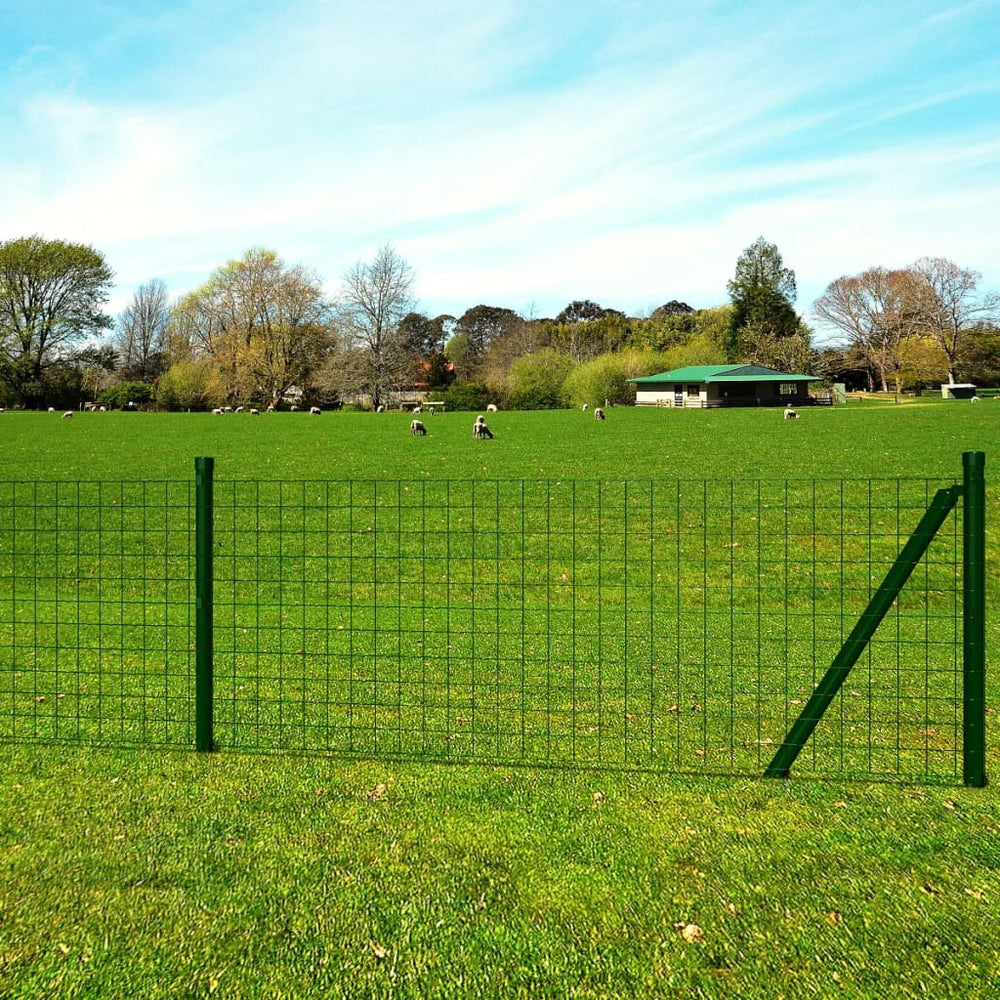 vidaXL Galvanized Steel Euro Fence 10x1.5 m Green