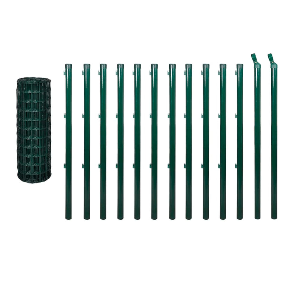 vidaXL European Fence Steel 25x1.5 m Green