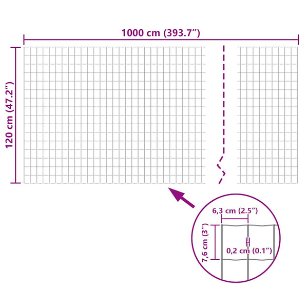 Gitterzaun Maschendraht Schweiß gitter 10x1,2m