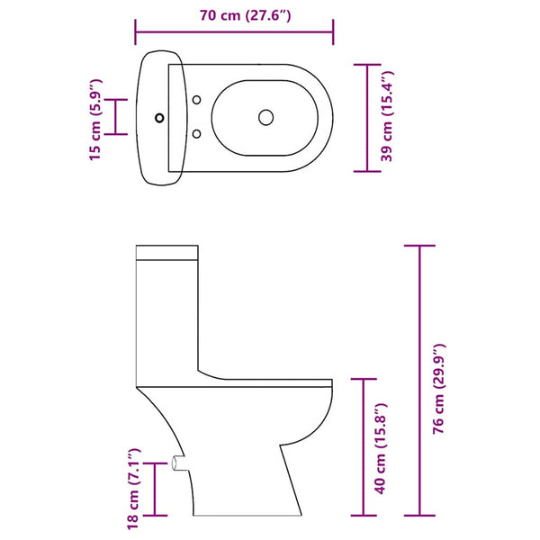 Toilette mit Spülkasten, Weiß