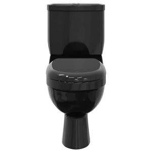 Schwarze Toilette mit Spülkasten
