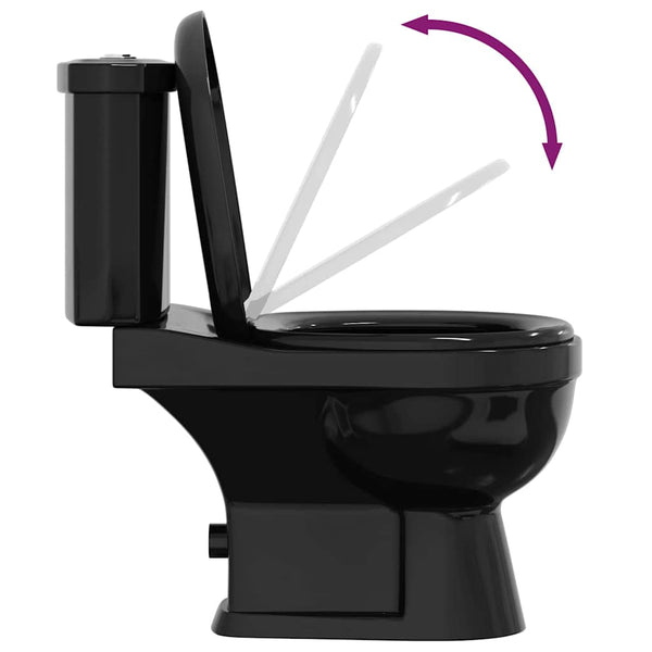 Schwarze Toilette mit Spülkasten