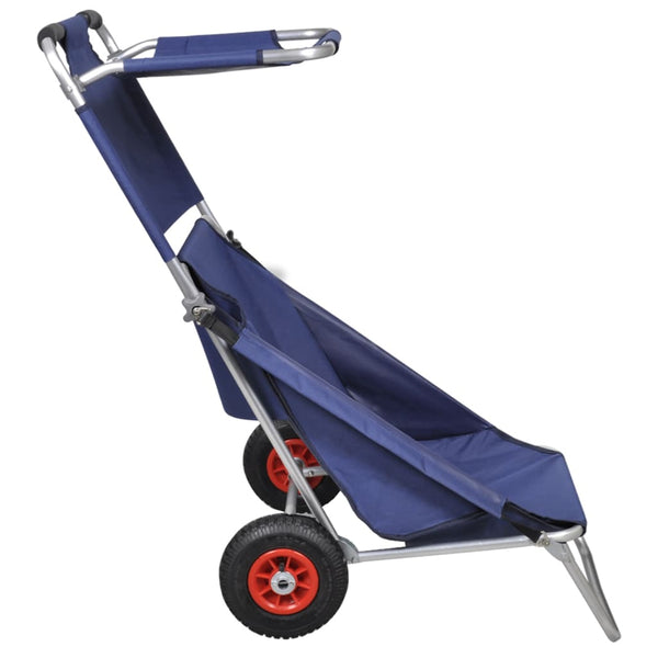 Klappbarer Strandwagen mit Rädern Blau