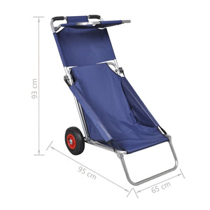 Klappbarer Strandwagen mit Rädern Blau