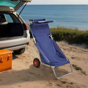 Klappbarer Strandwagen mit Rädern Blau