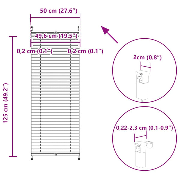 Plissee Rollo 50x125cm Weiß, Faltrollo