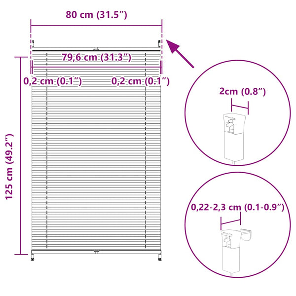Store plissé occultant 80x125cm Crème