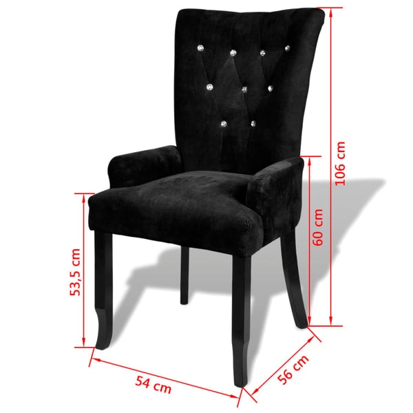 vidaXL Fauteuil accoudoir velours noir