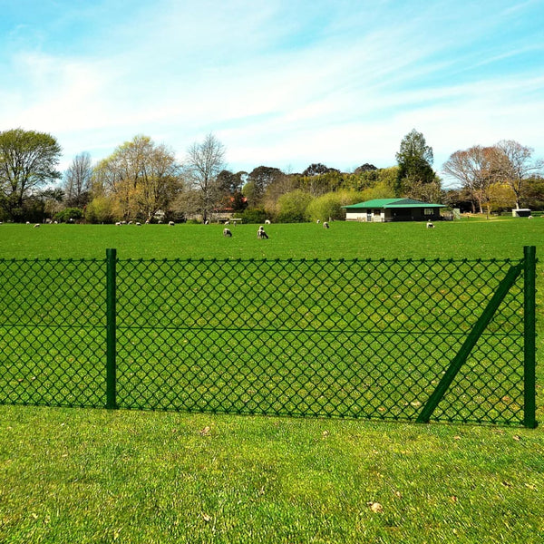 Maschendrahtzaun mit Pfosten und Bodenhülsen Stahl 0,8x25 m