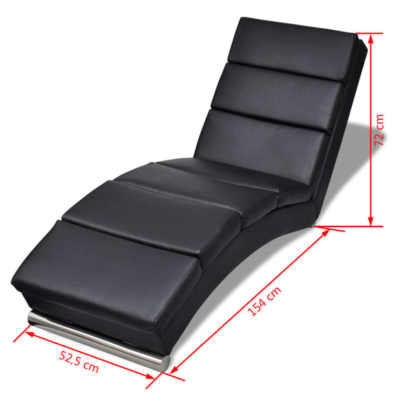 Schwarze Kunstleder Chaiselongue