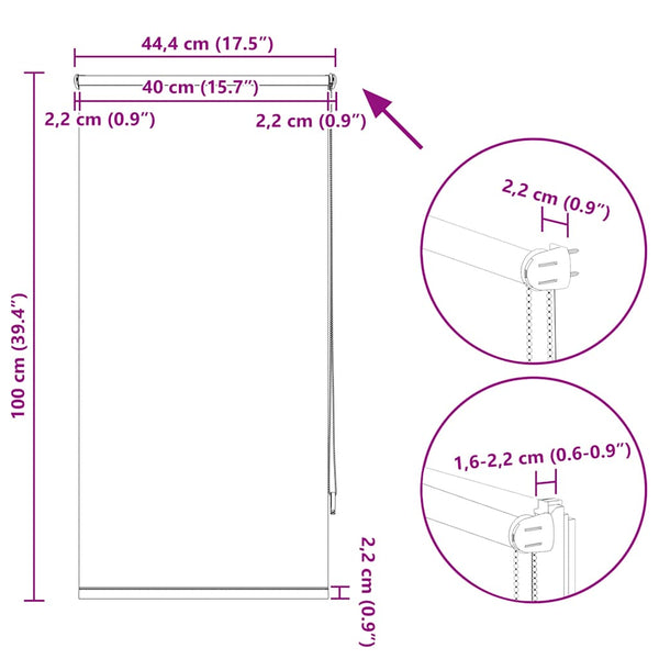 Verdunkelungsrollo 44,4 x 100 cm, Stoffbreite 40 cm, Kaffeebraun