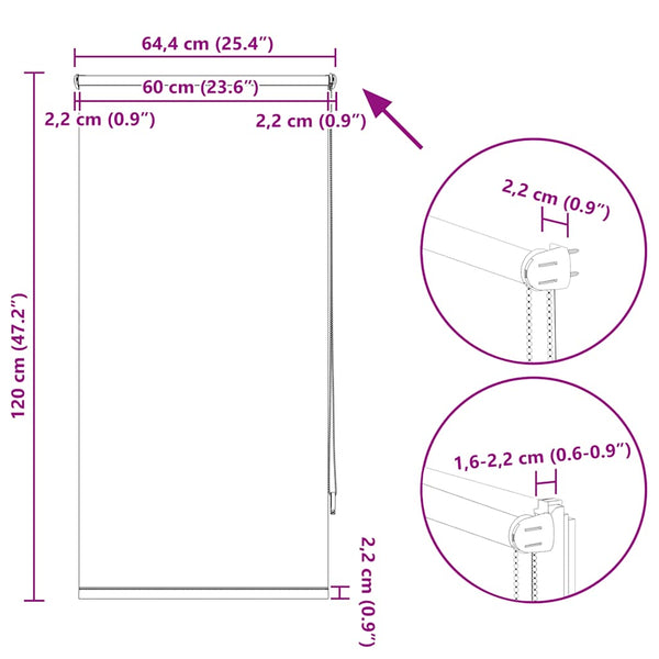 Verdunkelungsrollo 64,4 x 120 cm, Stoffbreite 60 cm, Beige