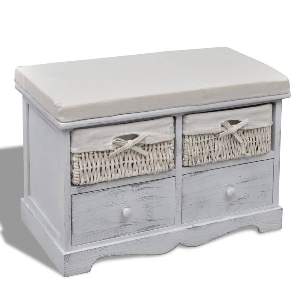 Sitzbank Weiß mit Stauraum 62x33x42 cm