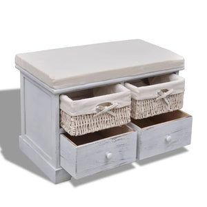 Sitzbank Weiß mit Stauraum 62x33x42 cm