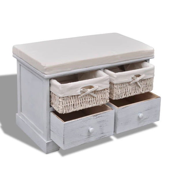Sitzbank Weiß mit Stauraum 62x33x42 cm